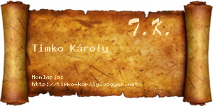 Timko Károly névjegykártya